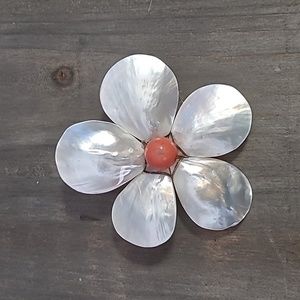 Mother of Pearl Flower Brooch